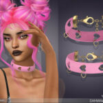 Damiana Leather Heart Choker (2 sizes) by feyona at TSR