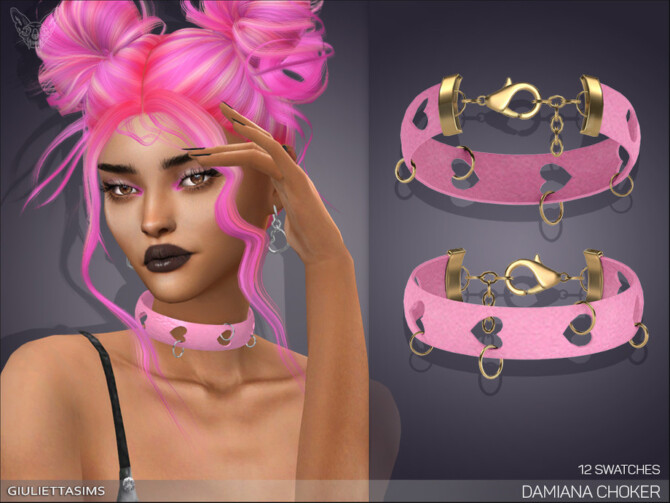 Damiana Leather Heart Choker (2 sizes) by feyona at TSR