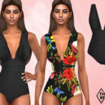 Deep Neck Swimsuit by Saliwa at TSR