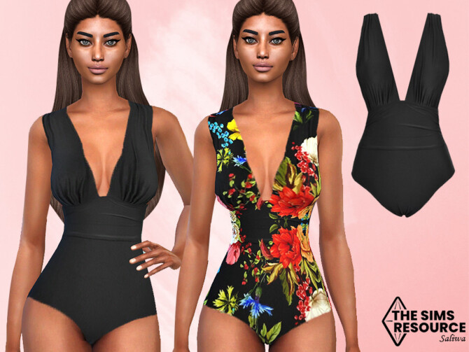 Deep Neck Swimsuit by Saliwa at TSR