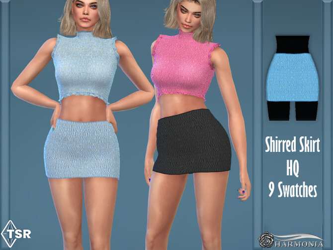 Delight Shirred Mini Skirt by Harmonia at TSR