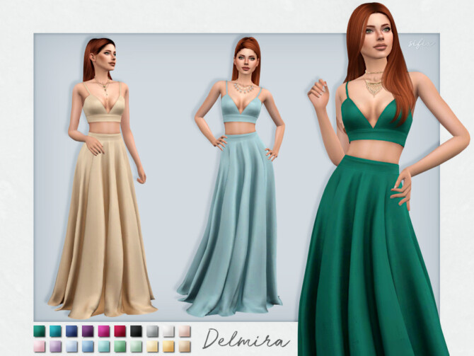 Delmira flowing two piece gown by Sifix at TSR