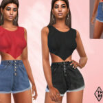 Denim Mesh High Waisted Shorts by Saliwa at TSR