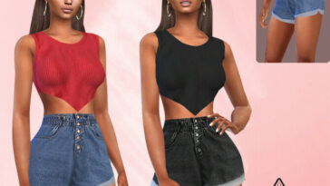 Denim Mesh High Waisted Shorts by Saliwa at TSR