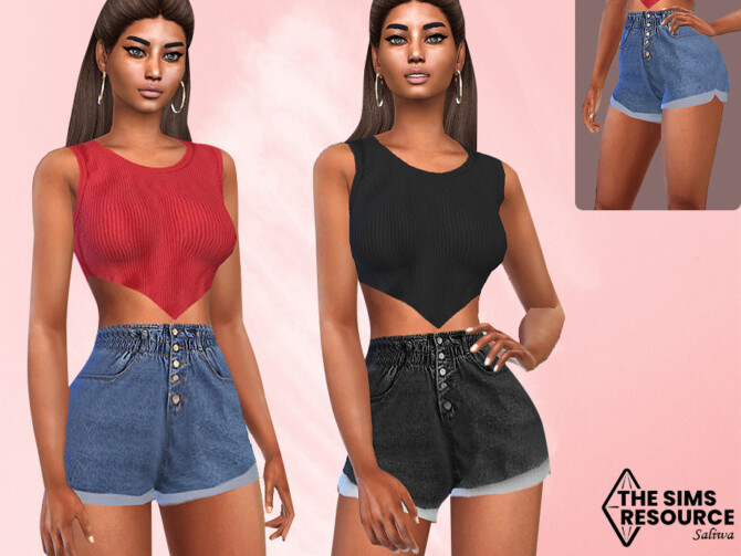 Denim Mesh High Waisted Shorts by Saliwa at TSR