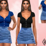 Denim Skirt Outfit by Saliwa at TSR