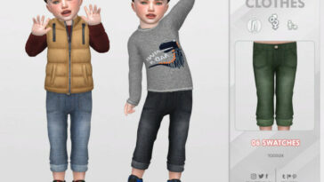 Denim cropped pants 01 for Toddler by remaron at TSR