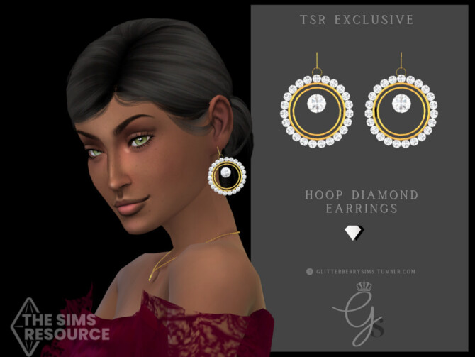 Diamond Hoop Earrings by Glitterberryfly at TSR