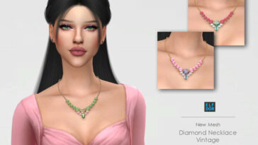 Diamond Necklace Vintage at Elfdor Sims