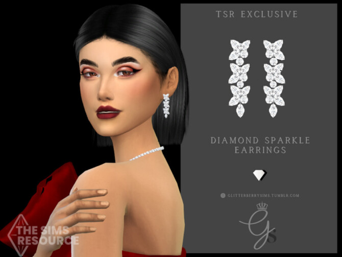 Diamond Sparkle Earrings by Glitterberryfly at TSR