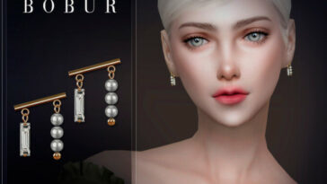 Diamond pearl earrings by Bobur3 at TSR