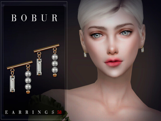 Diamond pearl earrings by Bobur3 at TSR