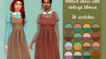 Dotted dress with vintage blouse by MysteriousOo at TSR