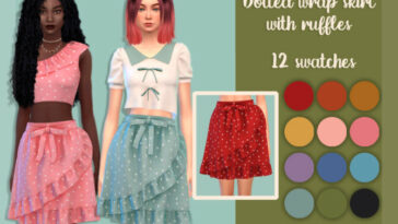 Dotted wrap skirt with ruffles by MysteriousOo at TSR