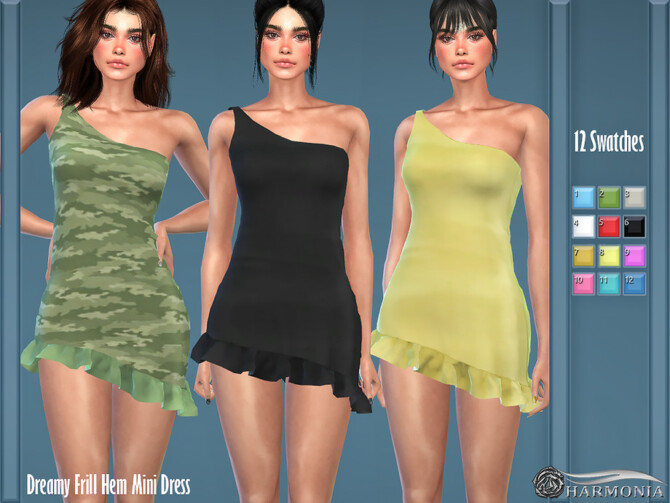 Dreamy Frill Hem Mini Dress by Harmonia at TSR