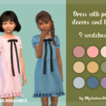 Dress with puff sleeves and bow by MysteriousOo at TSR