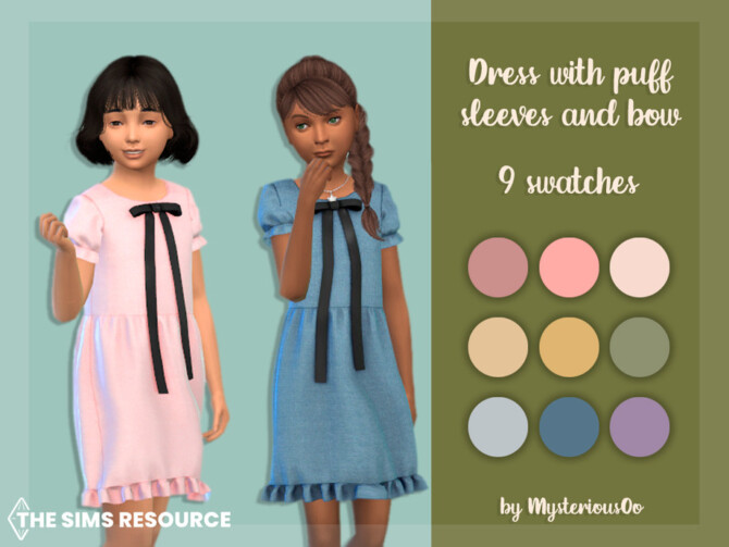 Dress with puff sleeves and bow by MysteriousOo at TSR