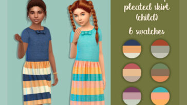 Dress with striped pleated skirt (child) by MysteriousOo at TSR