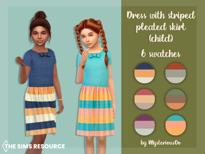 Dress with striped pleated skirt (child) by MysteriousOo at TSR