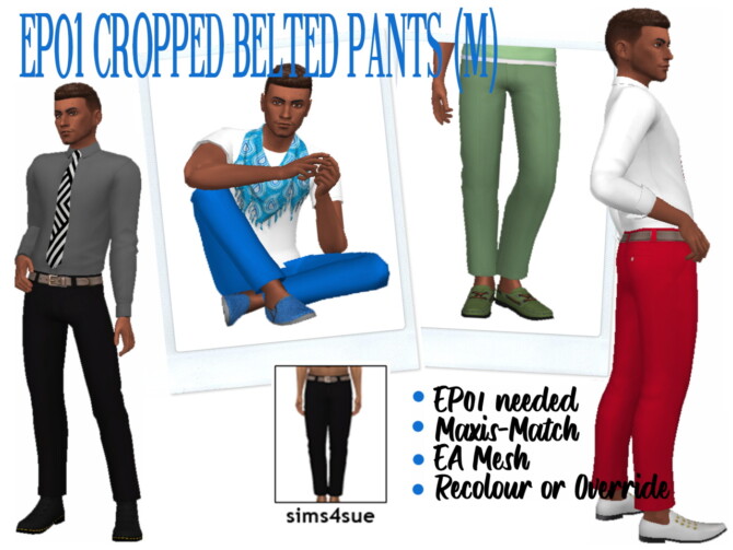 EP01 CROPPED BELTED PANTS (M) at Sims4Sue