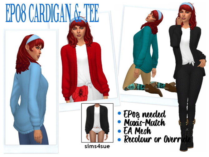 EP08 CARDIGAN & TEE at Sims4Sue