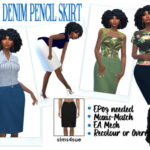 EP09 DENIM PENCIL SKIRT at Sims4Sue