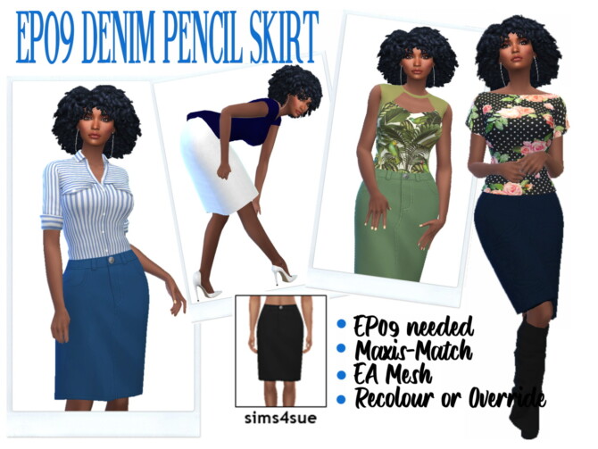 EP09 DENIM PENCIL SKIRT at Sims4Sue