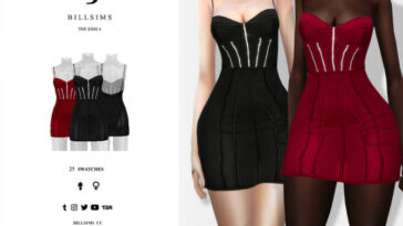 Embellished Sheer Satin Mini Dress by Bill Sims at TSR