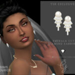 Emerald Cut Diamond Earrings by Glitterberryfly at TSR