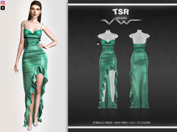 Emerald dress BD548 by busra-tr at TSR