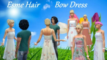 Esme Hair & Bow Dress at Birksches Sims Blog