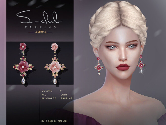 FLOWER EARRINGS 202114 by S-Club LL at TSR