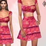 Floral Two Piece Outfit Skirt by Saliwa at TSR