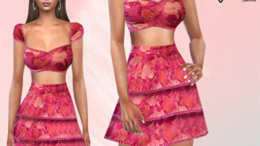 Floral Two Piece Outfit Skirt by Saliwa at TSR