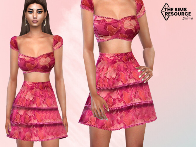 Floral Two Piece Outfit Skirt by Saliwa at TSR