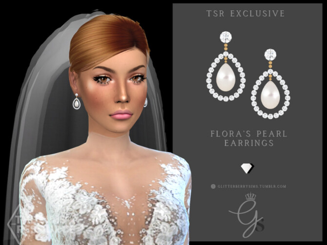 Flora’s Pearl Earrings by Glitterberryfly at TSR