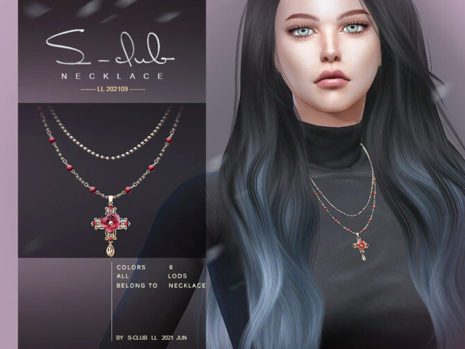 Flower necklace 202109 by S-Club LL at TSR