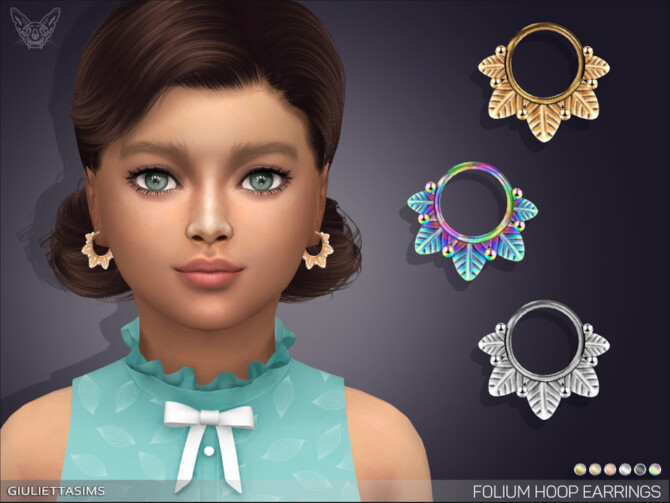 Folium Little Hoop Earrings For Kids by feyona at TSR