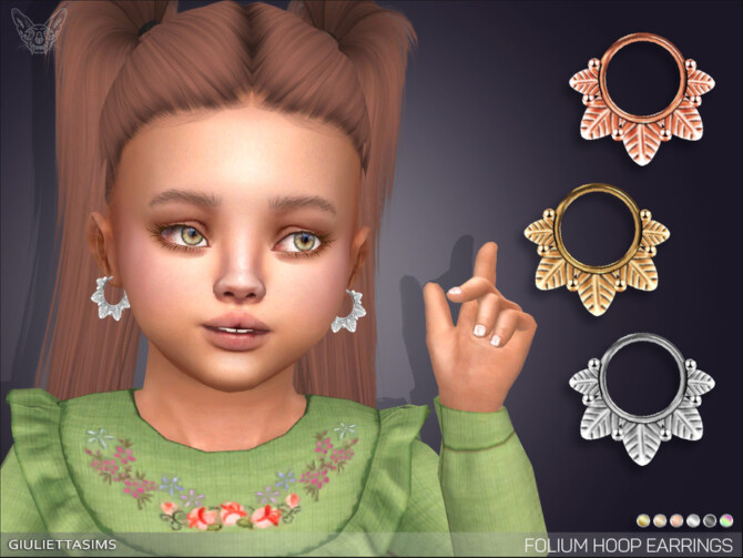 Folium Little Hoop Earrings For Toddlers by feyona at TSR