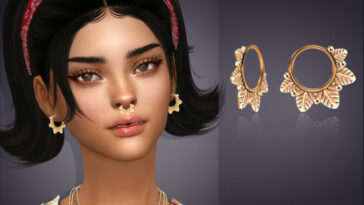 Folium Little Hoop Earrings by feyona at TSR