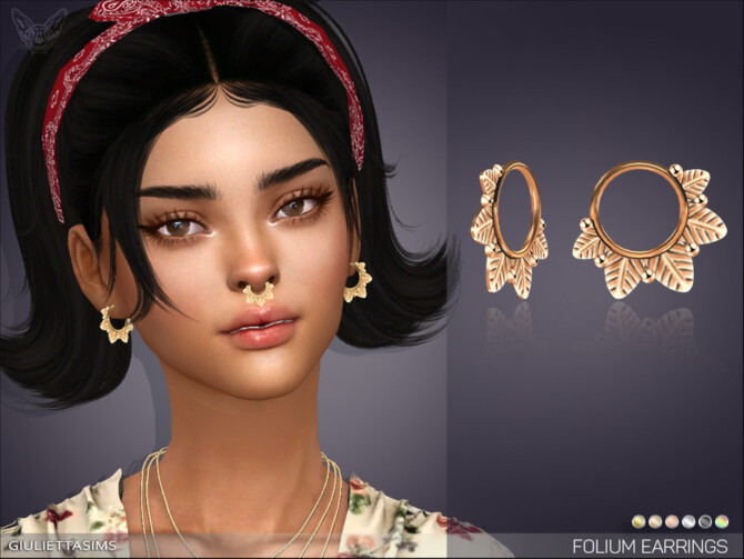 Folium Little Hoop Earrings by feyona at TSR