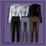 Frill Blouse & Belt & Suit Pants at RIMINGs