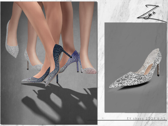 Glittered leather pumps by ZY at TSR