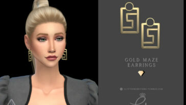 Gold Maze Earrings by Glitterberryfly at TSR