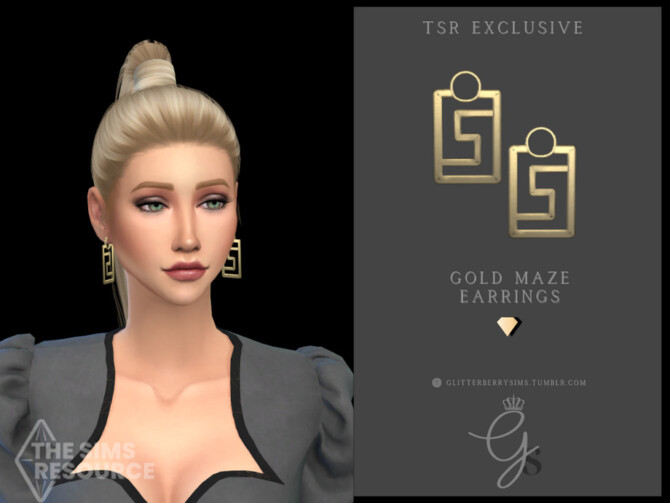 Gold Maze Earrings by Glitterberryfly at TSR