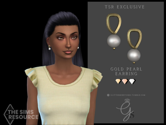 Gold Pearl Earrings by Glitterberryfly at TSR