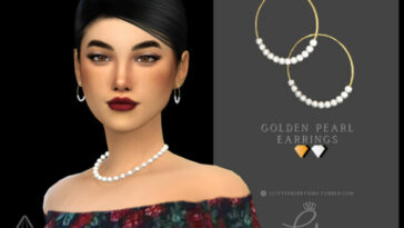 Golden Pearl Earrings by Glitterberryfly at TSR