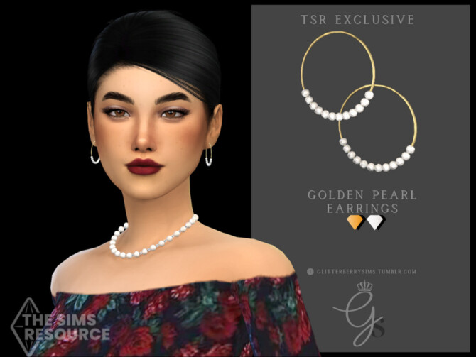 Golden Pearl Earrings by Glitterberryfly at TSR