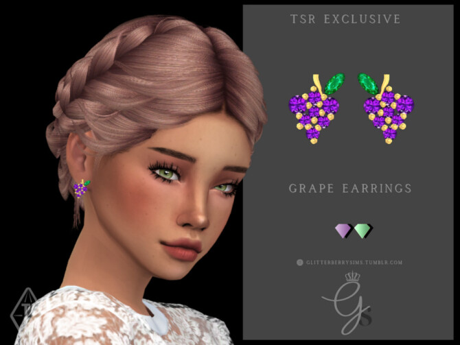 Grape Earrings by Glitterberryfly at TSR