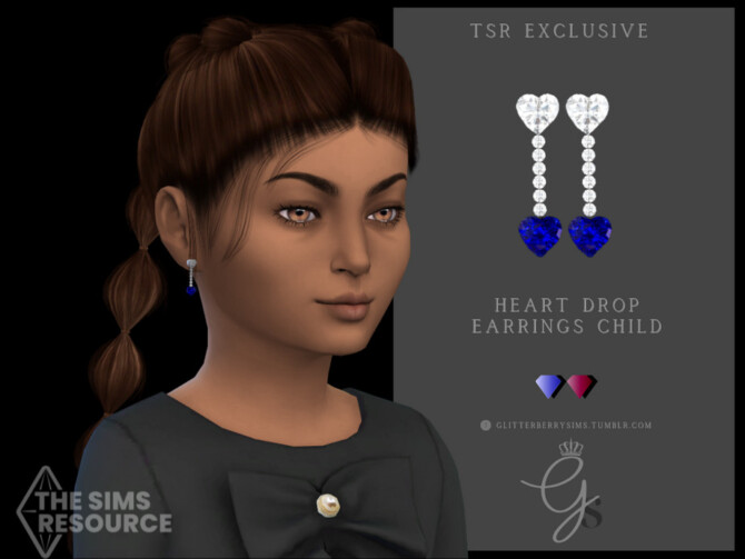 Heart Drop Earrings Child by Glitterberryfly at TSR